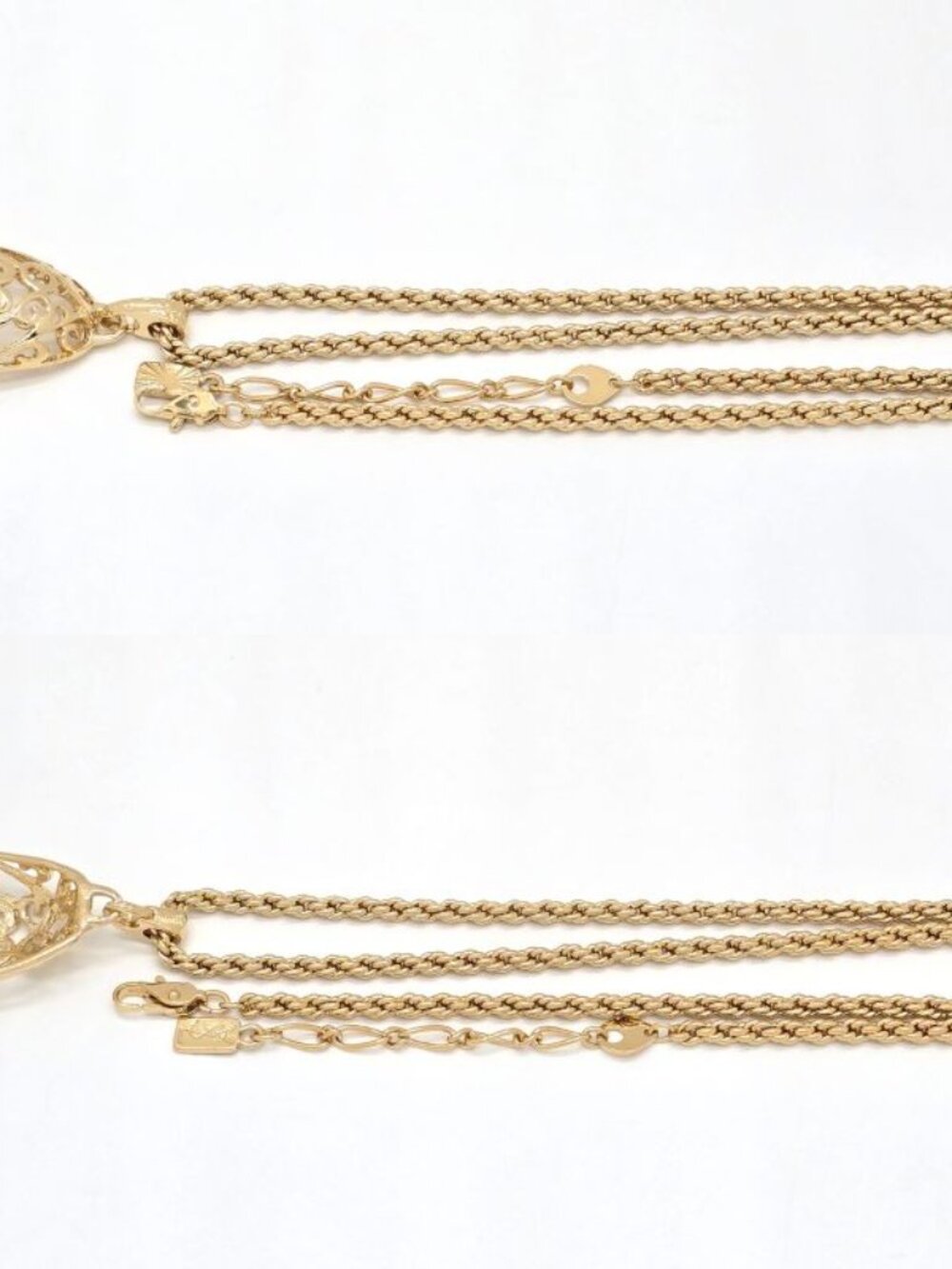 Saint Laurent Yves Egg Arabesque Pendant Necklace Gold - Picture 3 of 8